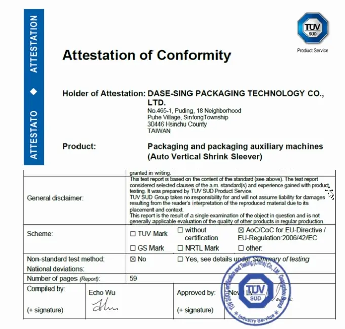 Reliability Certified: Why Dase-Sing’s New TÜV Certification is a Game-Changer for the Packaging Industry